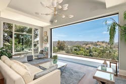 Kolbe® multi-slide doors cleanly pocket into the walls, fully opening the home to outdoor vistas and canyon breezes.|Photo © Adrian Van Anz Kolbe® multi-slide doors cleanly pocket into the walls, fully opening the home to outdoor vistas and canyon breezes.|Photo © Adrian Van Anz