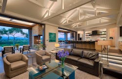 Kitchen and great room with sliding doors open to terrace remote location Kitchen and great room with sliding doors open to terrace remote location