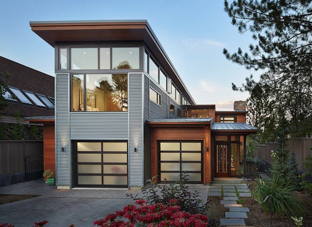 Modern House clad in corrugated metal
