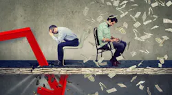 Cash flow management with two men sitting at desks