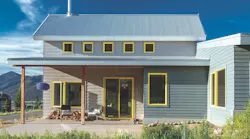 Colorado custom home with custom painted window on fiber cement exterior