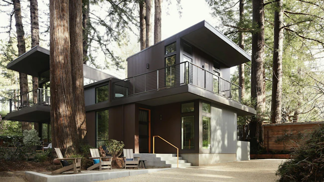 modern redwood cottage