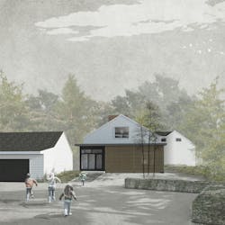 Architect's rendering of a midscale house exterior Architect's rendering of a midscale house exterior