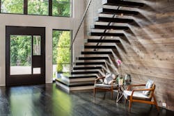 Floating stairway near front entry Floating stairway near front entry