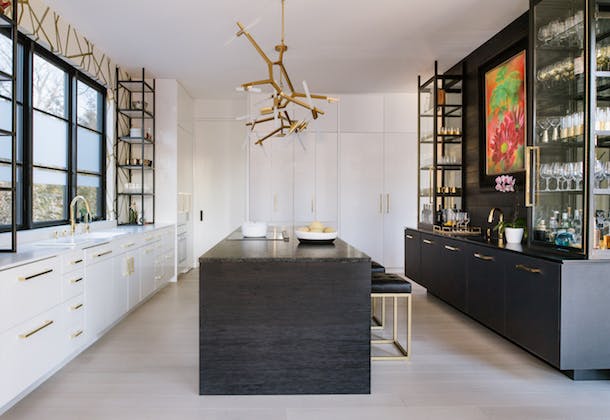 Gilmer Kitchen with island and bookcase