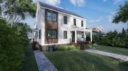 View of the front elevation of the Symbi zero energy-ready house View of the front elevation of the Symbi zero energy-ready house