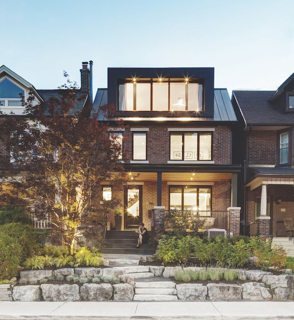 Exterior of remodeled century-old brick home