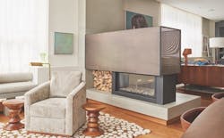 Fireplace with metal mesh Fireplace with metal mesh