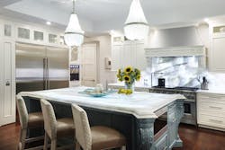 Kitchen island with calcite countertop Kitchen island with calcite countertop