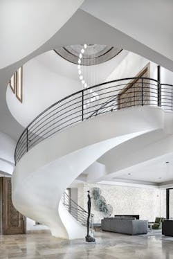 White Stairway With Black Railing White Stairway With Black Railing
