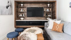 Living room with slider shelving Living room with slider shelving