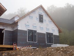 tyvek wrap on teh house that blues built tyvek wrap on teh house that blues built