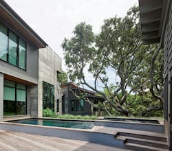 The Treehouse's pool and structure from the exterior The Treehouse's pool and structure from the exterior