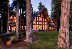 custom log cabin front exterior angled custom log cabin front exterior angled