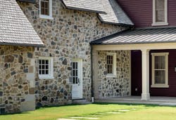 Quoining on the exterior walls of a HullWorks-designed historic Pennsylvania farmhouse Quoining on the exterior walls of a HullWorks-designed historic Pennsylvania farmhouse