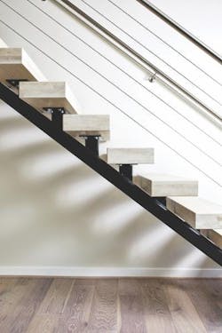 Floating stairs with wood treads Floating stairs with wood treads