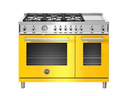 Yellow Bertazzoni stove top and oven Yellow Bertazzoni stove top and oven