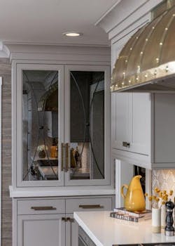 Dish pantry in messy kitchen Dish pantry in messy kitchen