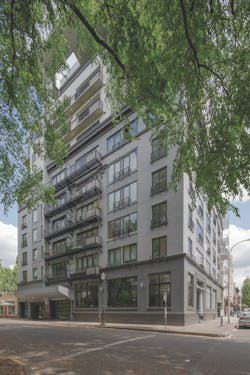 Exterior facade of wine bar building adaptive reuse to lofts Exterior facade of wine bar building adaptive reuse to lofts