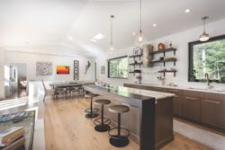 Kitchen with quartz countertop in Cape Cod high-performance house Kitchen with quartz countertop in Cape Cod high-performance house