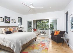 Picture window in bedroom of Cape Cod high-performance house Picture window in bedroom of Cape Cod high-performance house