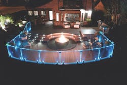 Deck with lighted glass railings Deck with lighted glass railings