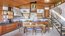 Exposed river rock on the interior walls of the ADU. Exposed river rock on the interior walls of the ADU.