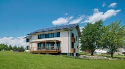 Farmhouse custom home exterior with board-and-batten siding Farmhouse custom home exterior with board-and-batten siding
