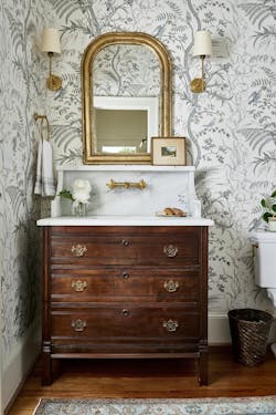Vintage vanity with original hardware, illustrating the rising interest in vintage design. Vintage vanity with original hardware, illustrating the rising interest in vintage design.