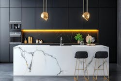 Modern kitchen with warm ambient lighting Modern kitchen with warm ambient lighting