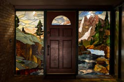 Stained glass sidelights in a private home Stained glass sidelights in a private home