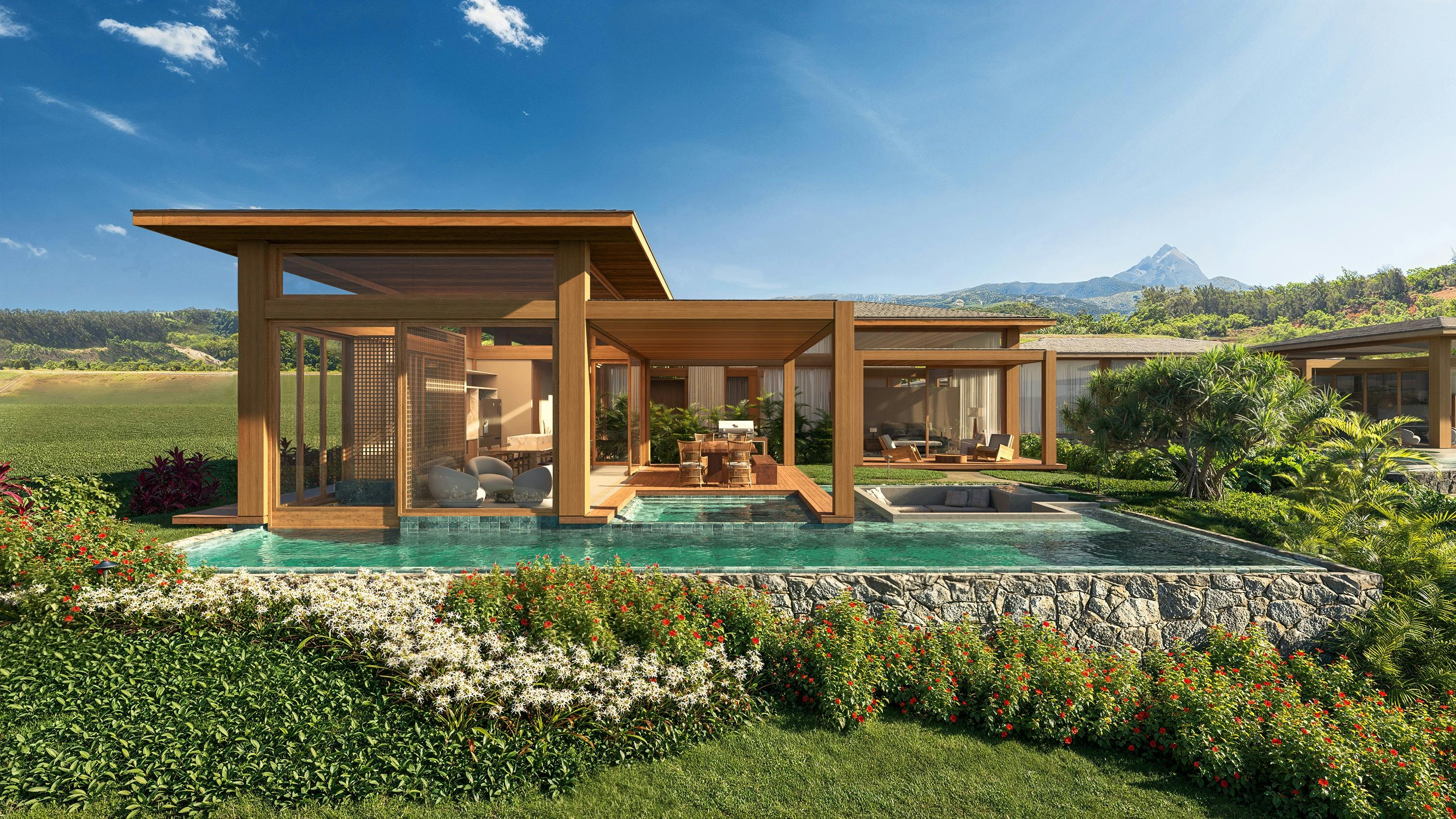 Rendering of a custom estate planned at Kukuiula, a private residential community on the island of Kauaii in Hawaii