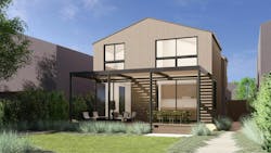 Rear view of a Marmol Radnizer designed home for Case Study 2.0 | Wildfire Resilience Rear view of a Marmol Radnizer designed home for Case Study 2.0 | Wildfire Resilience