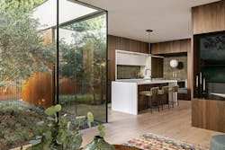 View into the kitchen from the living room at the Stealth House View into the kitchen from the living room at the Stealth House