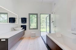 Primary bath of architect Wayne Turett's Passive House on Long Island Primary bath of architect Wayne Turett's Passive House on Long Island