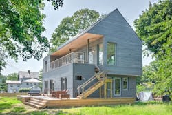 Southeast facade of architect Wayne Turett's Passive House on Long Island Southeast facade of architect Wayne Turett's Passive House on Long Island