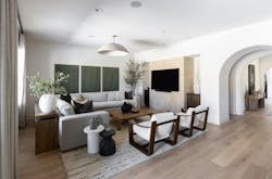 Wide shot of a living room with a wabi sabi aesthetic in Scottsdale Wide shot of a living room with a wabi sabi aesthetic in Scottsdale