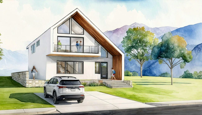 Exterior of the Altadena wildfire-resistant concept home by Essential Habitat Architecture