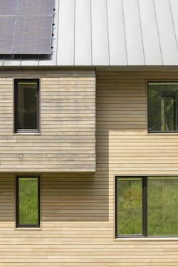 Pine cladding, sourced locally, for a NH Passive House Pine cladding, sourced locally, for a NH Passive House