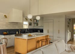 Bringing in a touch of modern design, the kitchen features a large island that adds storage as well as needed prep space for preparing meals. Bringing in a touch of modern design, the kitchen features a large island that adds storage as well as needed prep space for preparing meals.