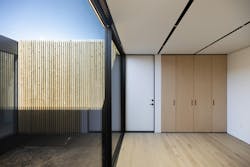Entry and courtyard views of the Cover home in Pacific Palisades. Entry and courtyard views of the Cover home in Pacific Palisades.