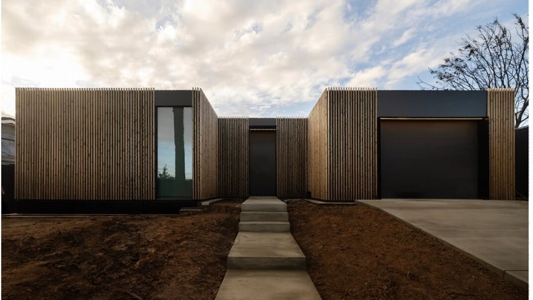 Exterior of a Cover offsite home built in Pacific Palisades after the January 2025 wildfire