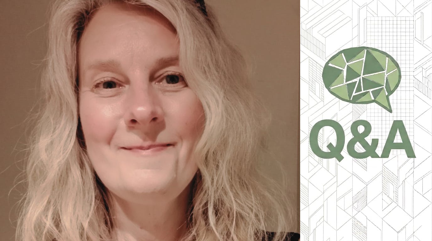 Q&A graphic showing a headshot of Kat Klingenberg of Phius