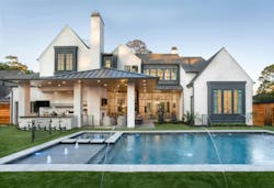 Rear elevation of a Houston home, with pool Rear elevation of a Houston home, with pool