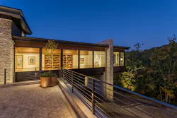 Cantilevered bedroom suite at night Cantilevered bedroom suite at night