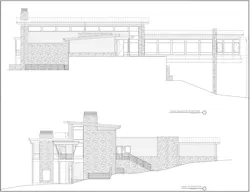 Elevation of a luxury home showing a cantilevered primary suite Elevation of a luxury home showing a cantilevered primary suite