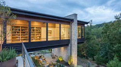 Exterior view of a cantilevered bedroom