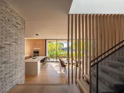Interior of an Austin home with exposed brick Interior of an Austin home with exposed brick