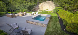 Aerial view of a plunge pool in a back yard Aerial view of a plunge pool in a back yard