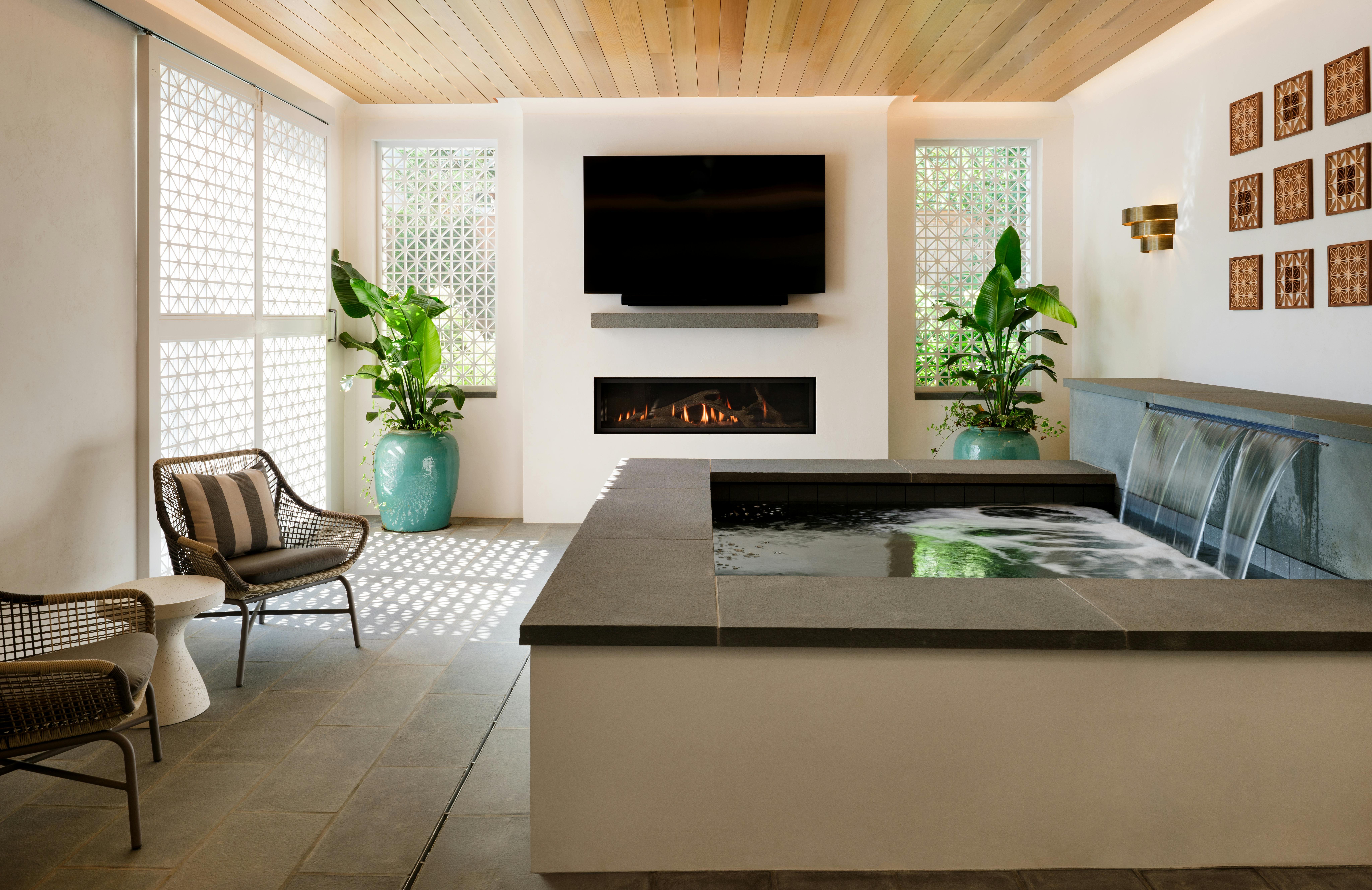 Interior view of a home spa